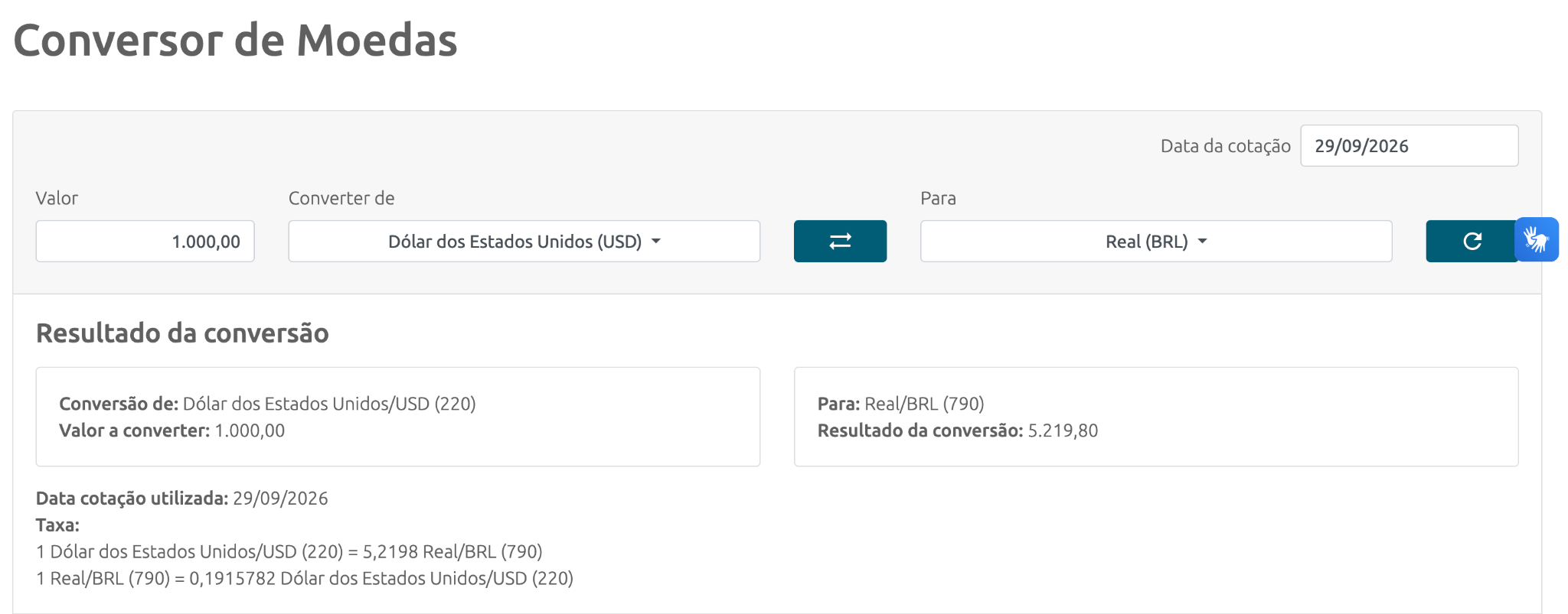 Conversor de Moedas do Banco Central