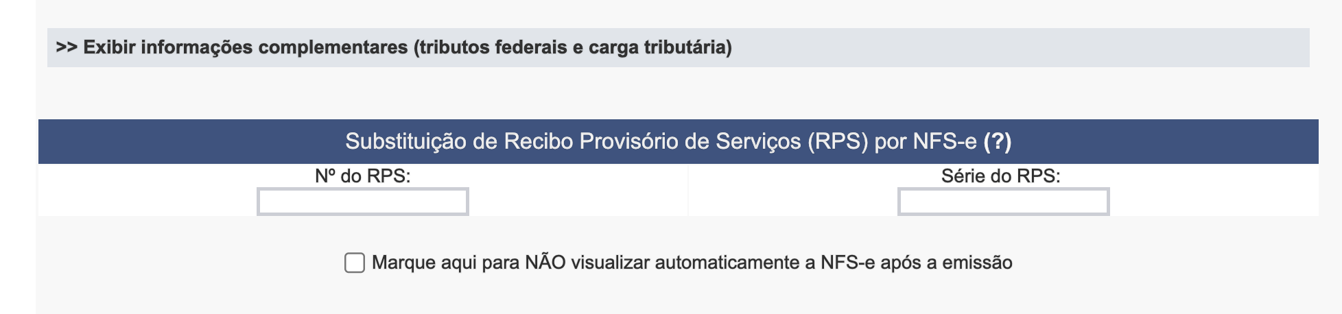 Abrir informações complementares
