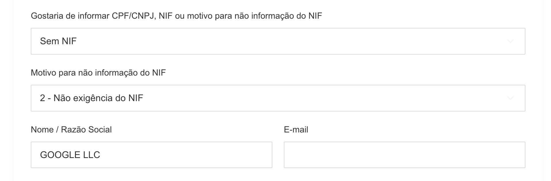 Nome ou razão social do destinatário