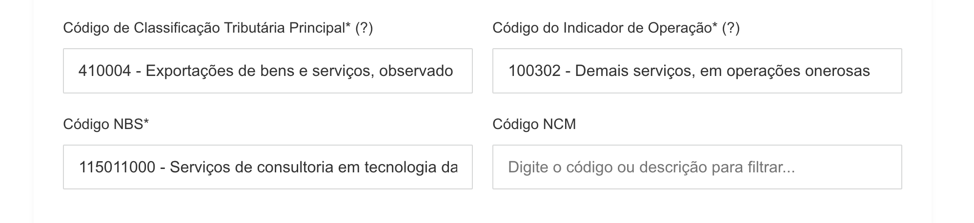 Serviço prestado preenchido
